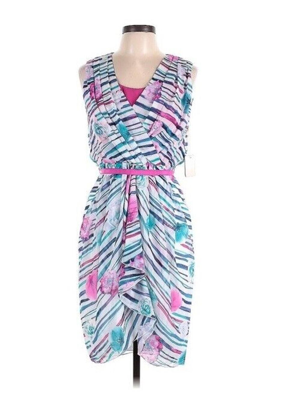 Alberta Ferretti Multi-Color Print Cocktail Dress 10